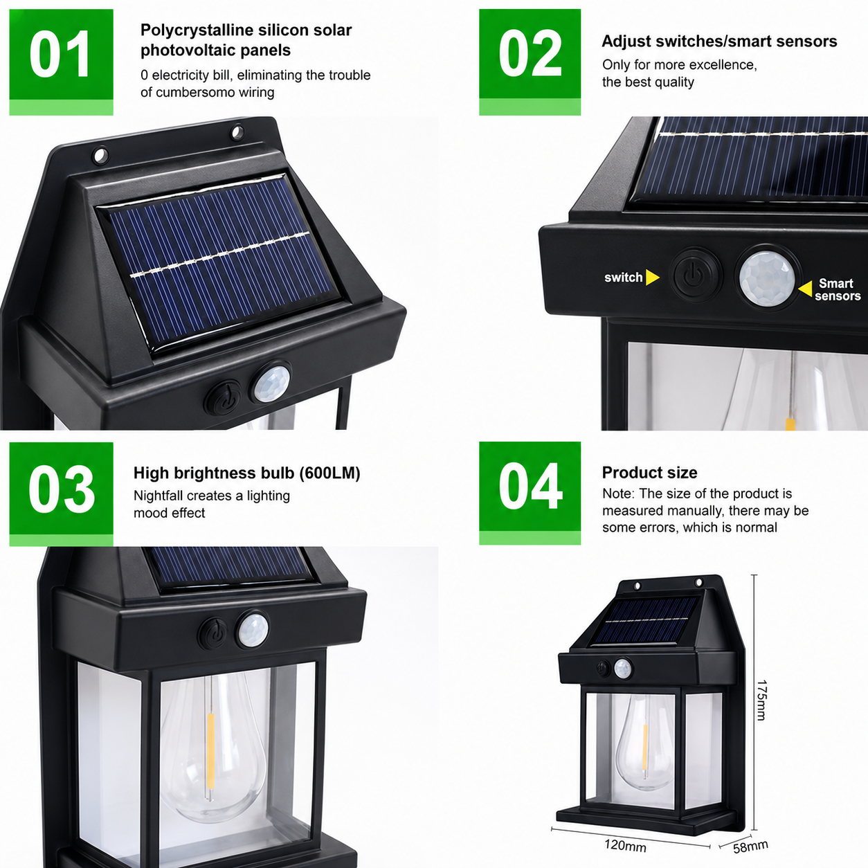 Solar Motion Sensor Wall Lamp